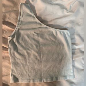 BLACK AND WHITE OFF ONE SHOULDER TOPS CROPPED